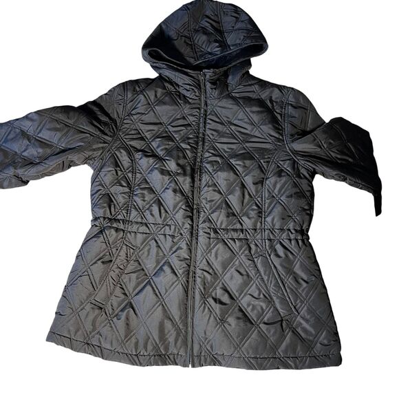 Weatherproof Quilted Jacket Hoodie Womens Size Large Black Cozy Warm Minimalist - Picture 3 of 11